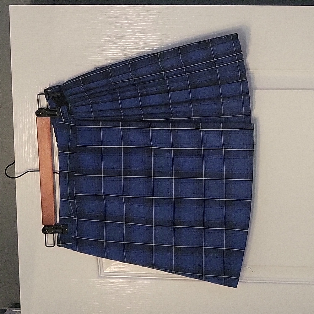 Wild Fable Wrap Front Plaid Mini Skirt - size small - blue, yellow, black - guc